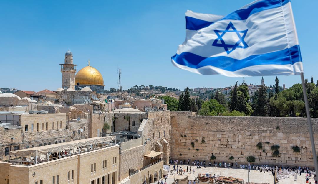 Jerusalem with Israeli flag